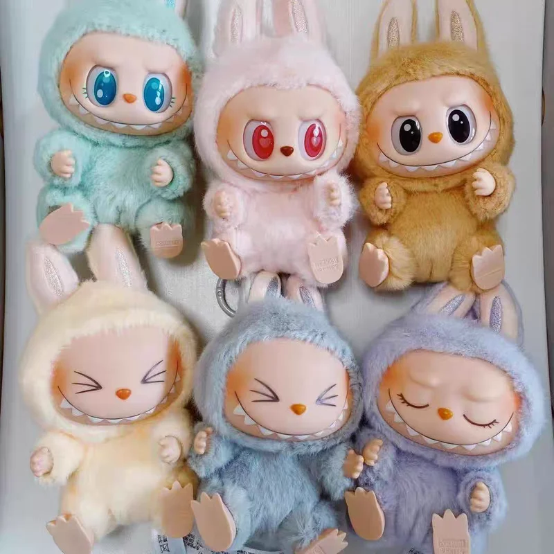 Réplica labubu v2 de alta qualidade, 15cm, os monstros labub, brinquedo, macarone cardíaco, presentes, bolsa de brinquedo, figura labubu, chaveiro, imperdível