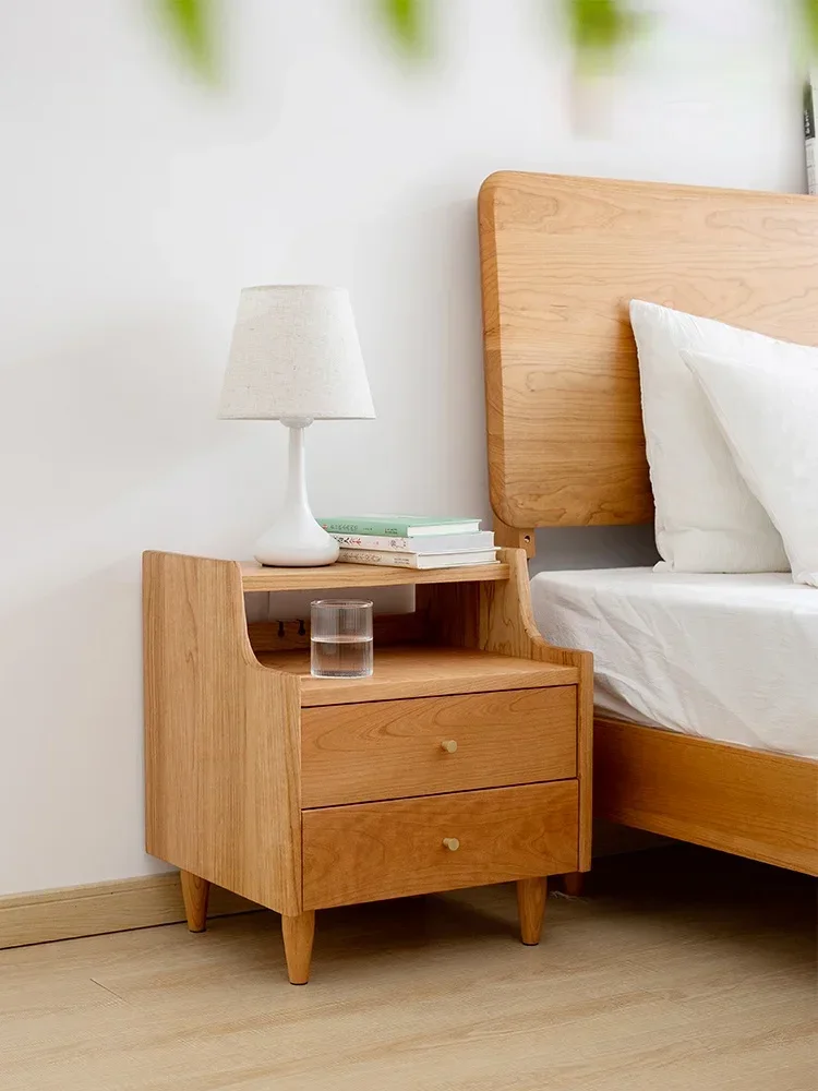

Japanese Bedside Table Nordic Style Cherrywood Solid Wood Sofa Side Cabinet Locker Bedroom