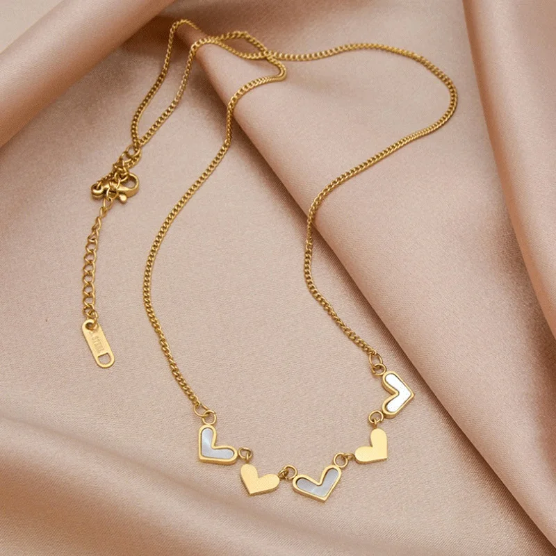316L Stainless Steel New Fashion Upscale Jewelry Natural Shells Love Heart Charms Chain Choker Necklaces & Pendants For Women