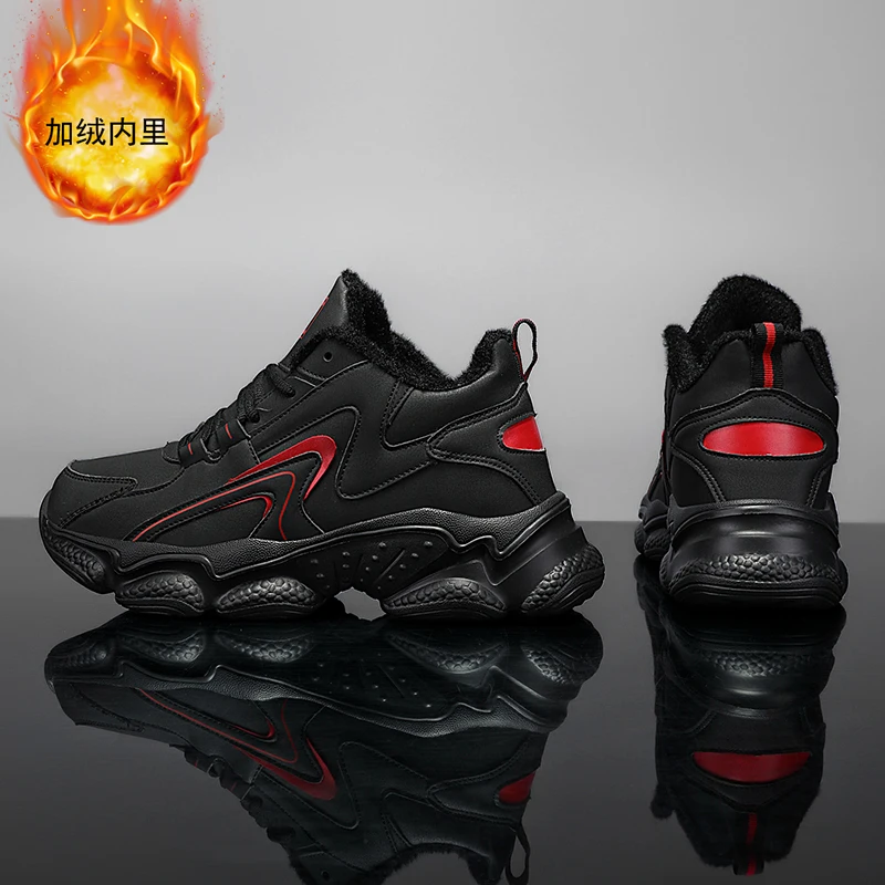 Мужские ботинки, новые зимние тапочки, теплая мужская обувь, водонепроницаемые нескользящие плюшевые кроссовки, мужская теннисная обувь, мужские зимние кроссовки