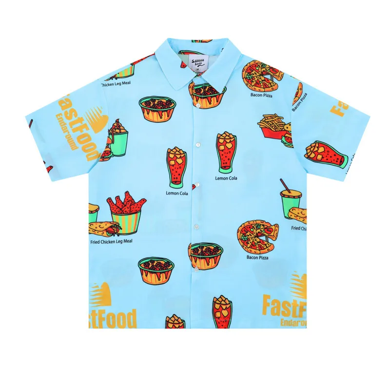 2025 Wildman Base Summer New Fashionable and Versatile Loose Hip Hop Beach Vacation Style Short Sleeve Printed Shirt YR9961