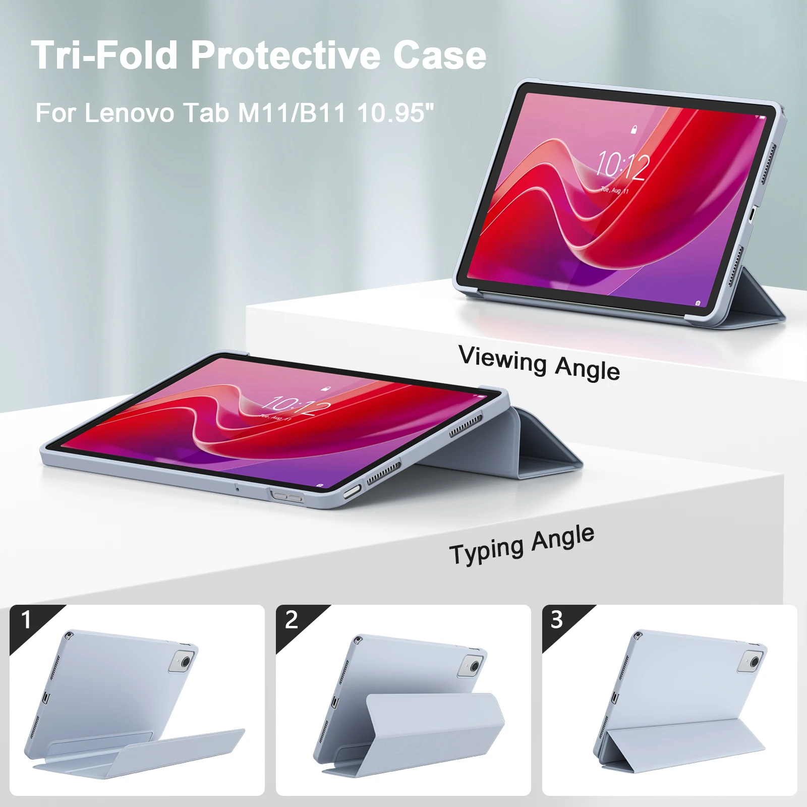 حافظة كمبيوتر لوحي ذكية لجهاز لينوفو تاب M11/B11 10.95 بوصة غطاء ناعم من البولي يوريثان ثلاثي الطي غطاء حماية لجهاز لينوفو تاب M11/B11 10.95 في Shell