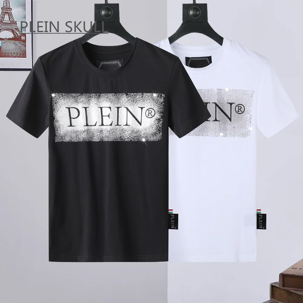 PLEIN SKULL Lightweight Men's T-shirt Fit Gothic Punk Party Short Sleeve Top Round Unisex Sports Retro Summer Trend Neck Tee