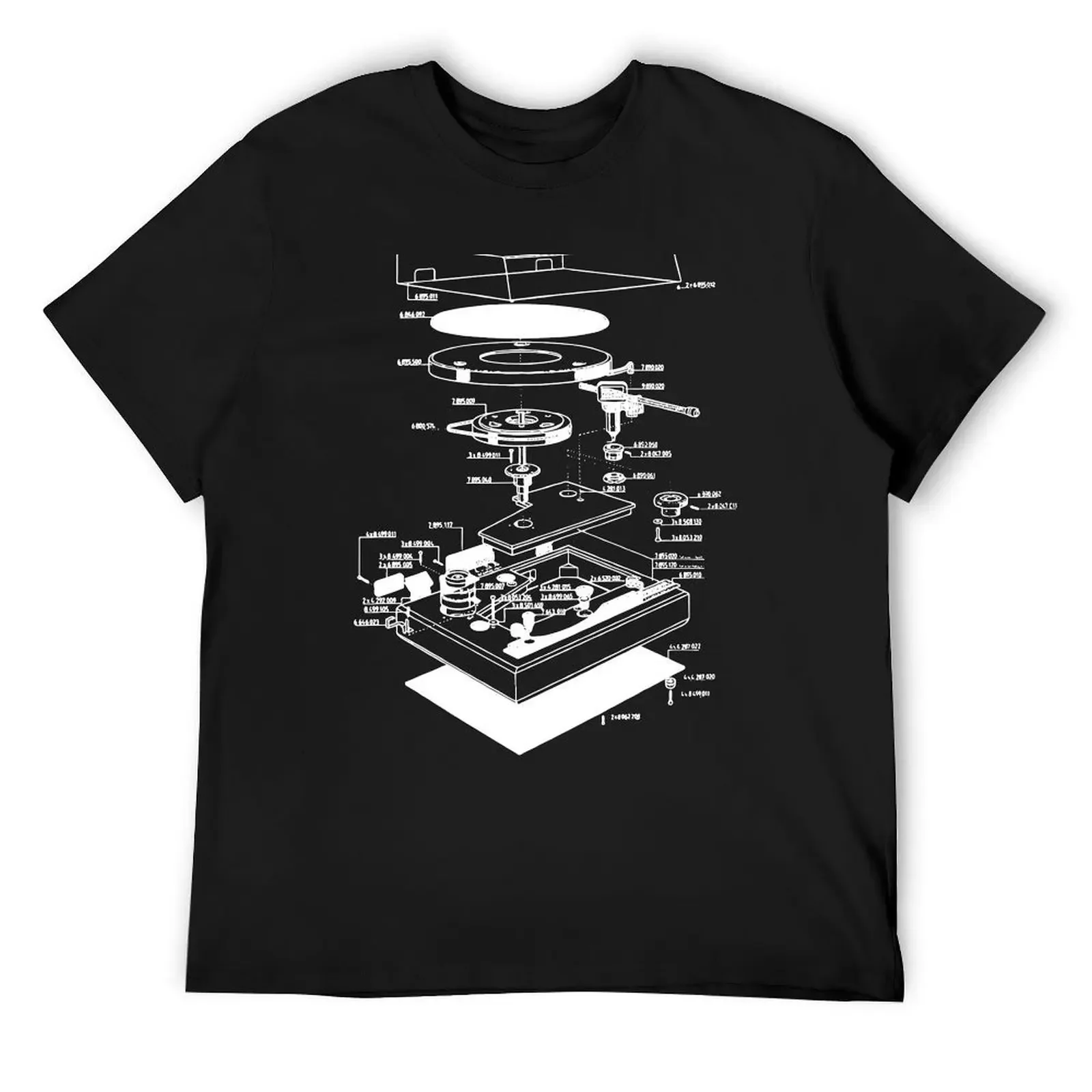 Turntable Anatomy (Light) T-Shirt designer shirts quick drying cotton graphic tees Men's cotton t-shirt