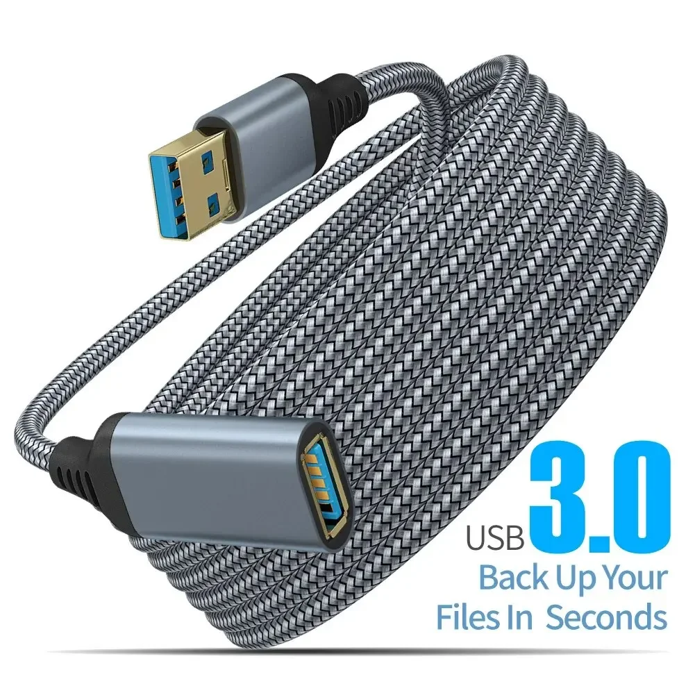 USB 3.0 Male To Female Extension Cable High Speed Transmission Data Cable Nylon Braided Computer Camera Printer Extension Cable