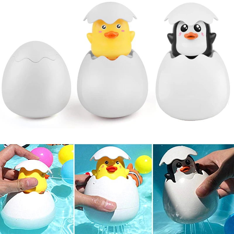 Baby Bath Toy Children's Cute Duck Penguin Egg Water Spray Sprinkler Bathroom Sprinkling Shower Swimming Water Toys Kids