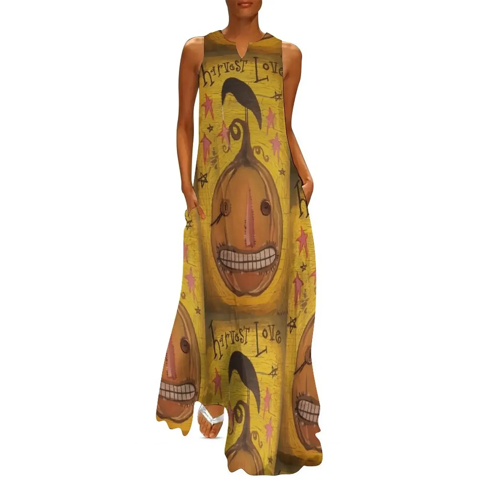 

Harvest Love Pumpkin and Crow Long Dress chic and elegant woman dress Long dresses prom dress 2025