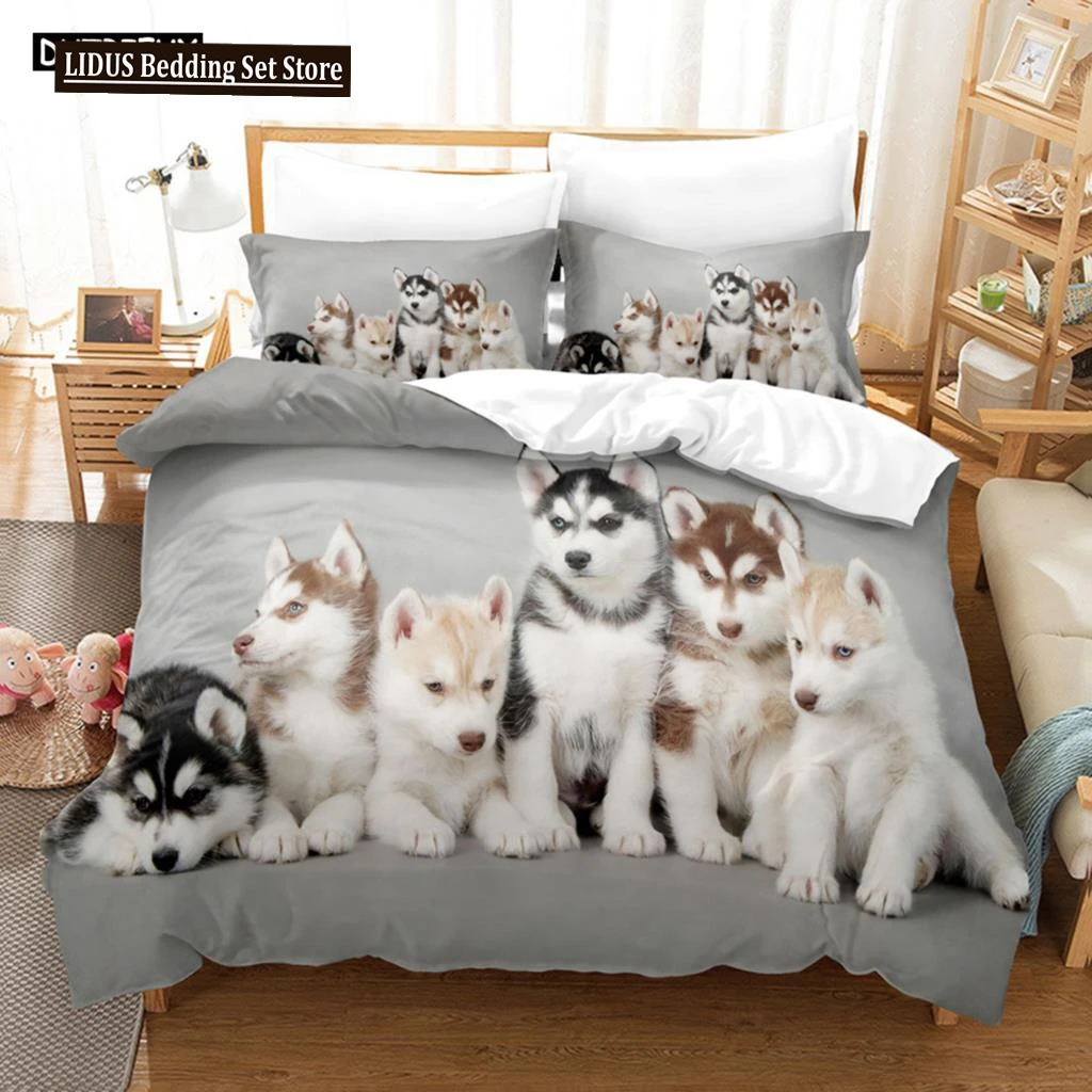 

Smiling Angel Samoyed Bedding Sets Cute Dogs Puppy Duvet Cover Single Queen King Full Husky Duvet Cover Boys Room Decor