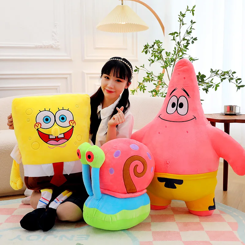 Big Size Cute SpongeBob Patrick Star Plush Toy Very Soft Hug Pillow Stuffed Cartoon Anime Plushies Kawaii Doll Xmas Gifts