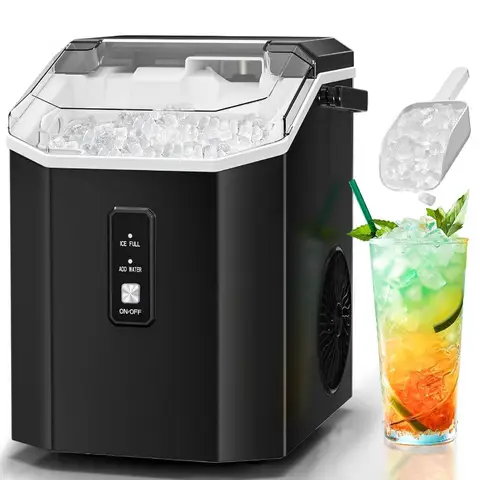 Portable Countertop Nugget Ice Maker with SelfCleaning Function Produces 35lbs of Sonic Ice in 24 Hours Includes Handle Storage