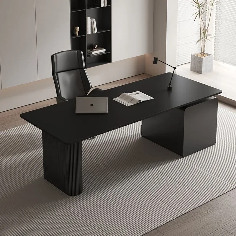 Rock plate desk designer Black boss desk Executive chair set Office apartment reception villa