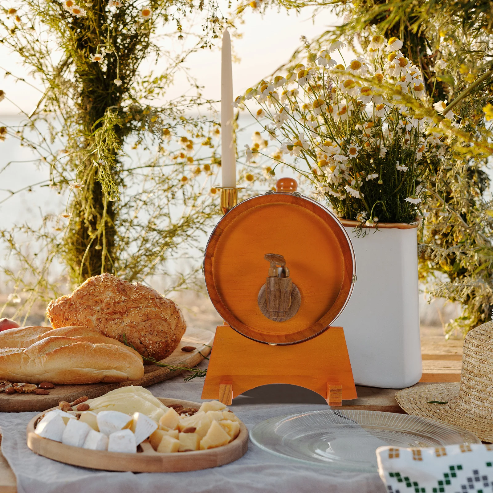 

1.5L Wooden Wine Barrel Dispenser For Beer Wine Storage Aging Container Bar Decor Party Supply Vintage Drink Holder Household