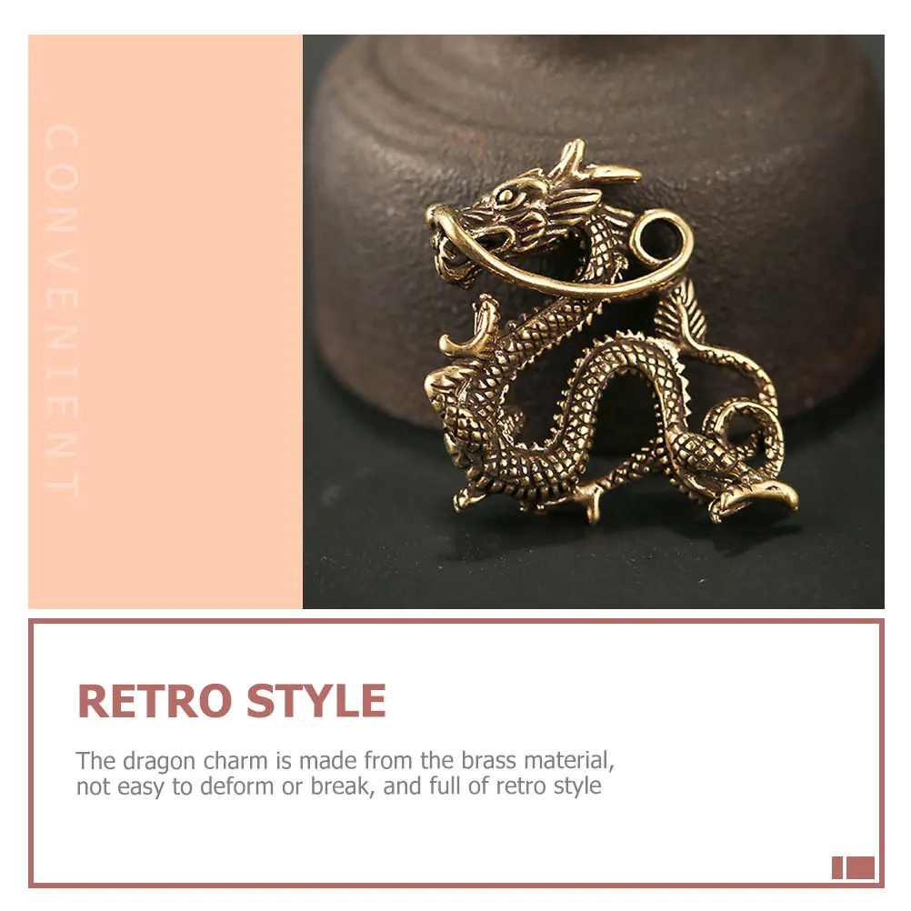 

6 Pcs Pure Copper Dragon Keychain Pendant Decor Statue Charms for Jewelry Making Durable Retro DIY Brass Animal