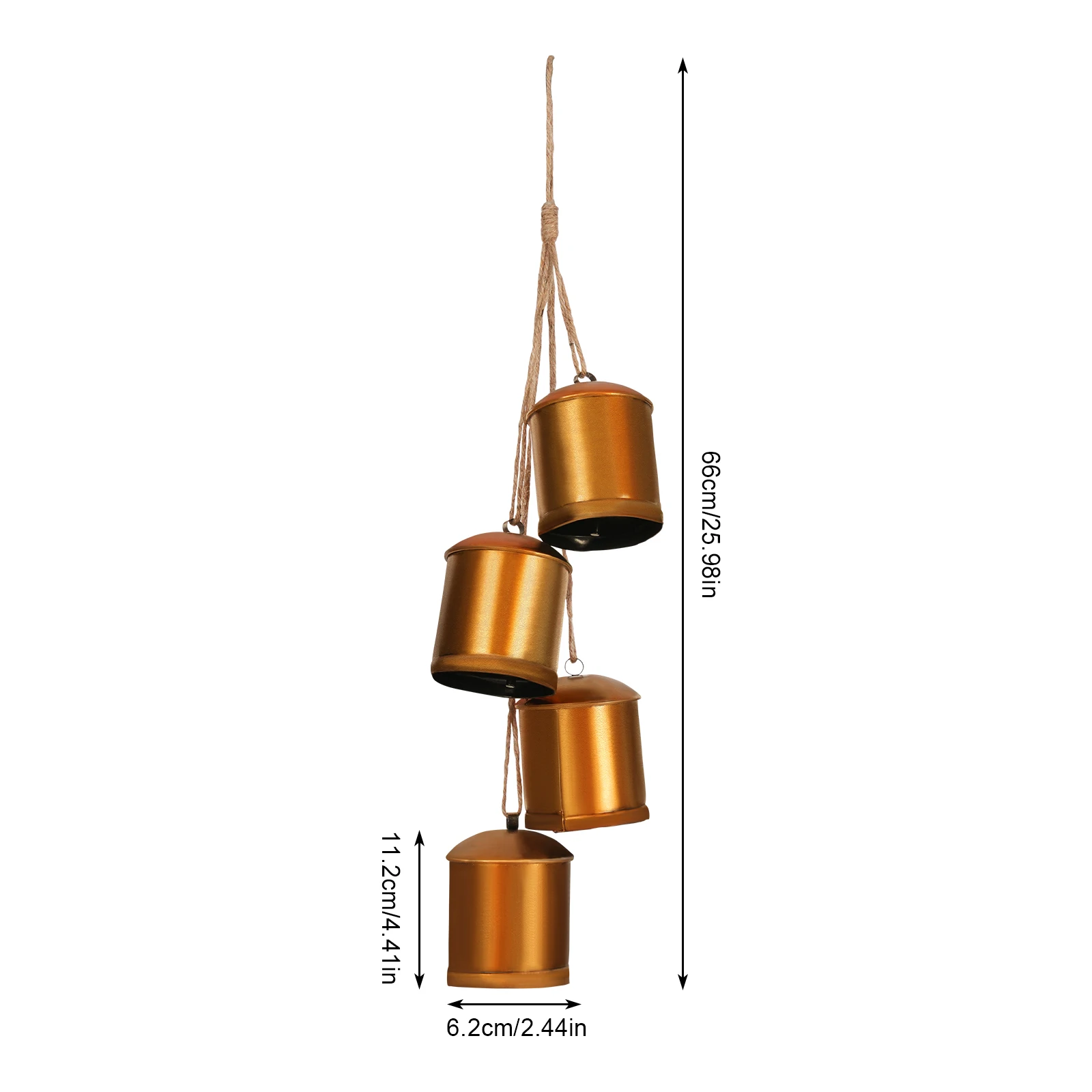 4 pingentes decorativos de sino sinos de touro de Natal, sinos de suspensão rurais com corda
