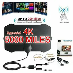 4K High Gain HD TV DTV Box Digital TV Antenna EU Plug 5000 Miles Booster Active Indoor Aerial HD Flat Design