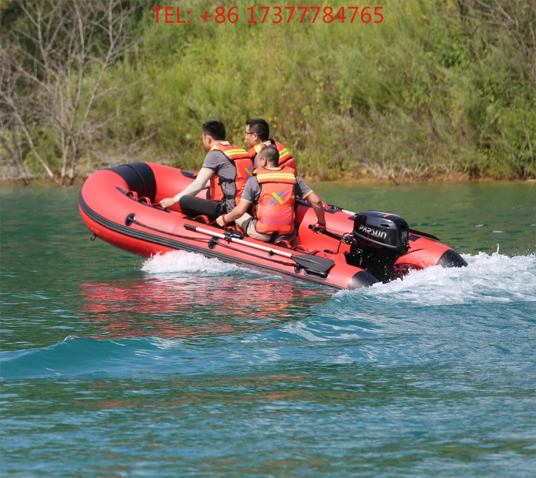 4.3m Folded  PVC Inflatable Rowing Boat for 6-8 Persons Outdoor Entertainment on Lake River and Offshore Fishing Inflatable Boat