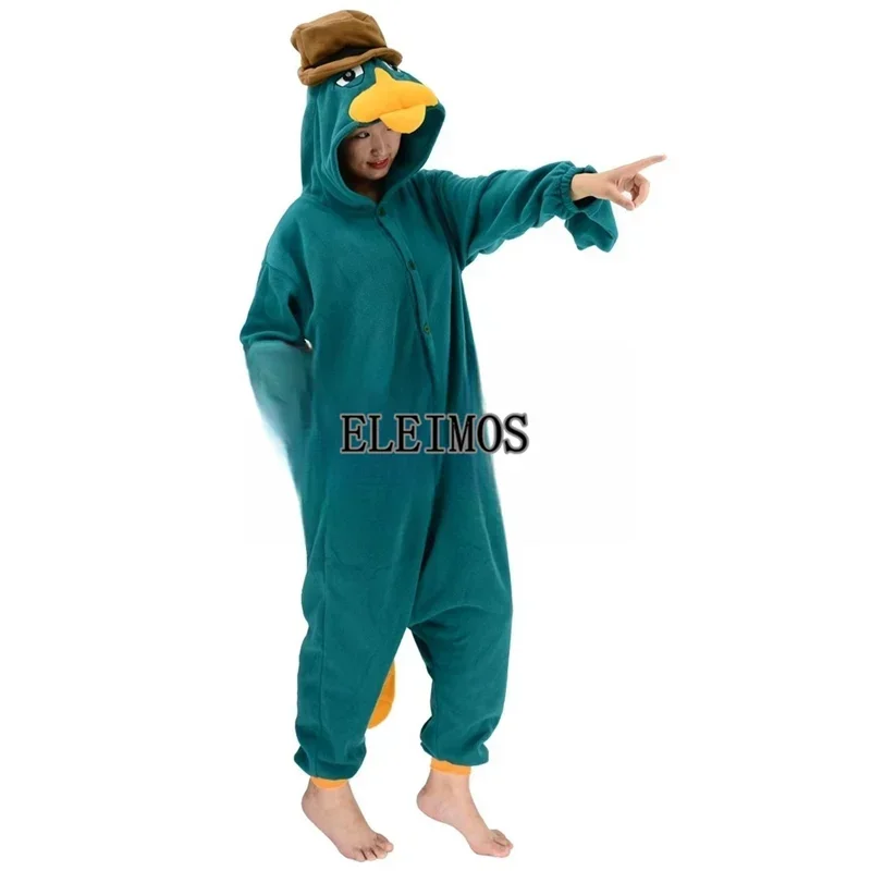 Eleimos Halloween Kigurumi Onesie Cartoon Eend Pyjama Voor Volwassen Kinderen Vrouwen Mannen Animal Pyjama Homewear Cosplay Party Costum MN5