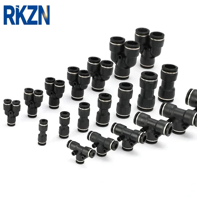 PE PEG T-Connector 3 Ways T-type Pneumatic Air Fitting, Quick Release Push To Connect,4 6 8 10 12 14 16mm OD Tube Compressed Air
