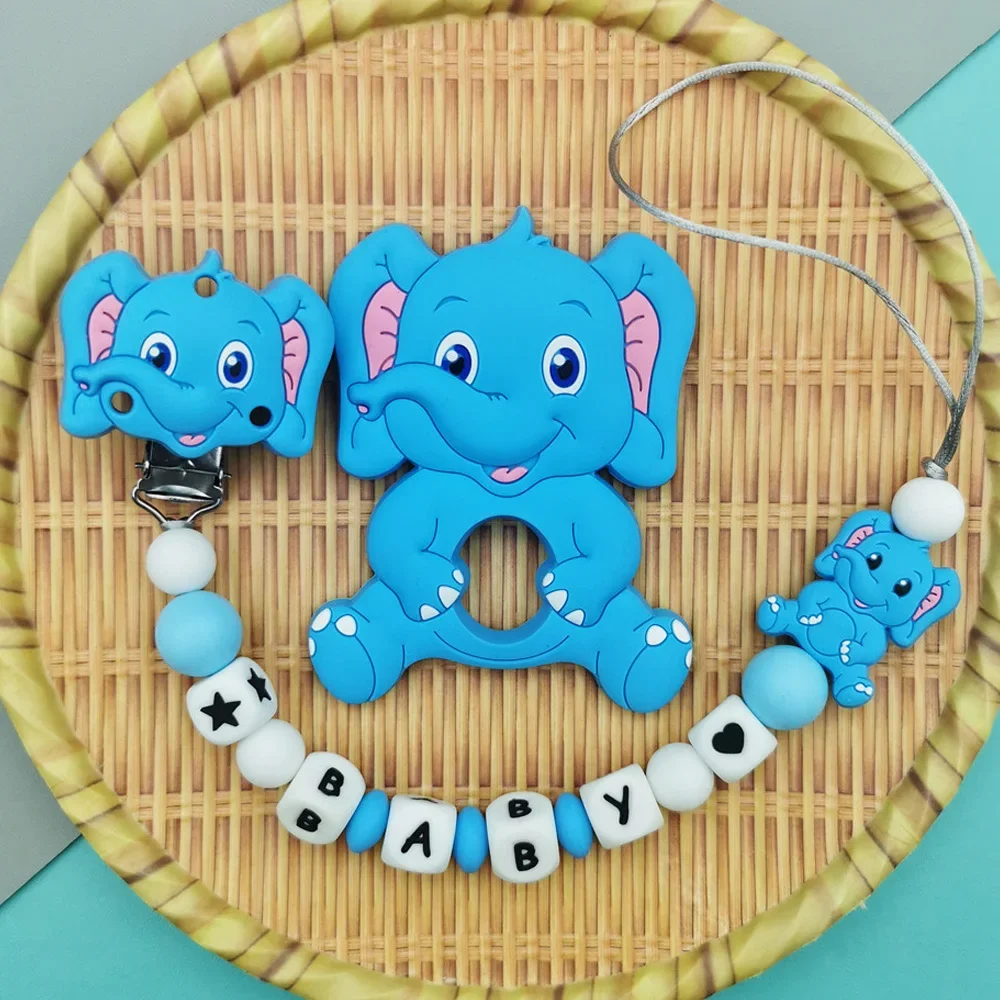 Customized English Russian Silicone Letter Name Baby Silicone Pendant Pacifier Clip Chains Teether Baby Pacifier Kawaii Toy Gift