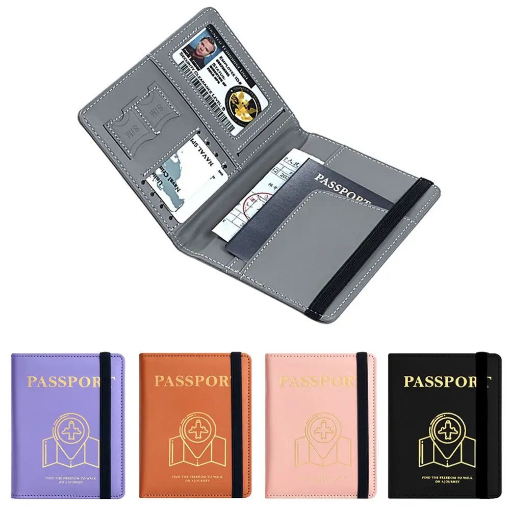 Card Slot Blocking Passport Holder RFID Passport Shield Waterproof ID Card Case Anti-Lost Sturdy Snap Button