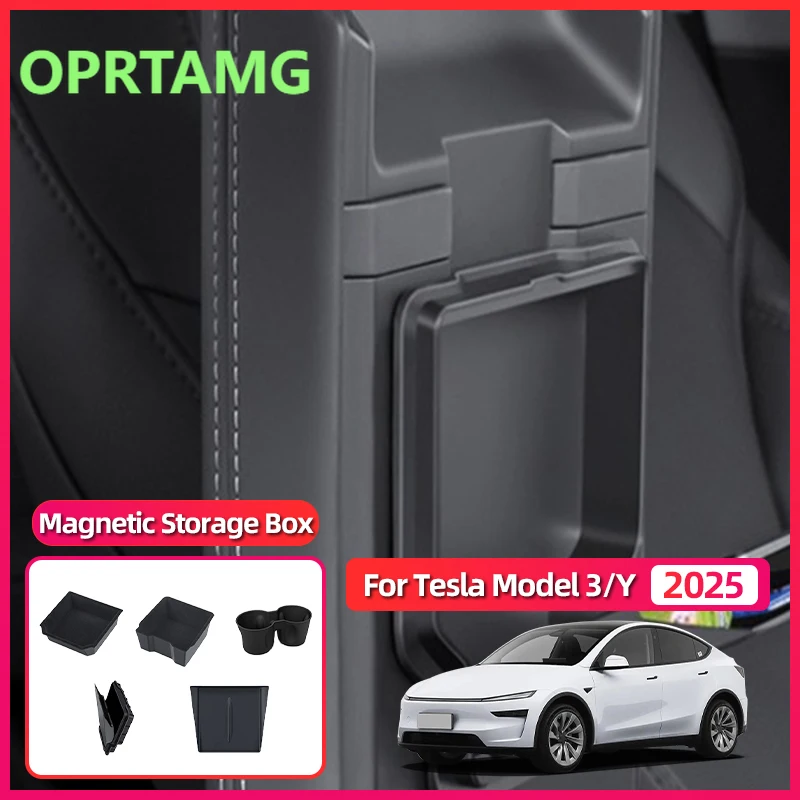 

Для Tesla Model 3 Y Juniper Highland 2020-2026 Магнитный ящик для конфиденциальности Центральный ящик для хранения управления Аксессуары для модификации автомобиля