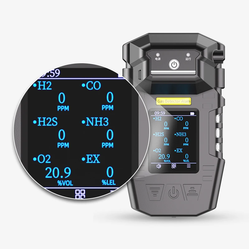 6 In 1 Multi Customizable Air Quality Detector for CO, O2, H2S, CO2, VOCs, and CH4