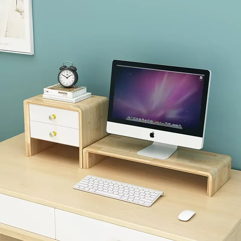 DIY Desktop Wood Monitor Lifting Board Stand with 3 Drawer Keyboard Storage Manager for Computer, Laptop, Desk, iMac,