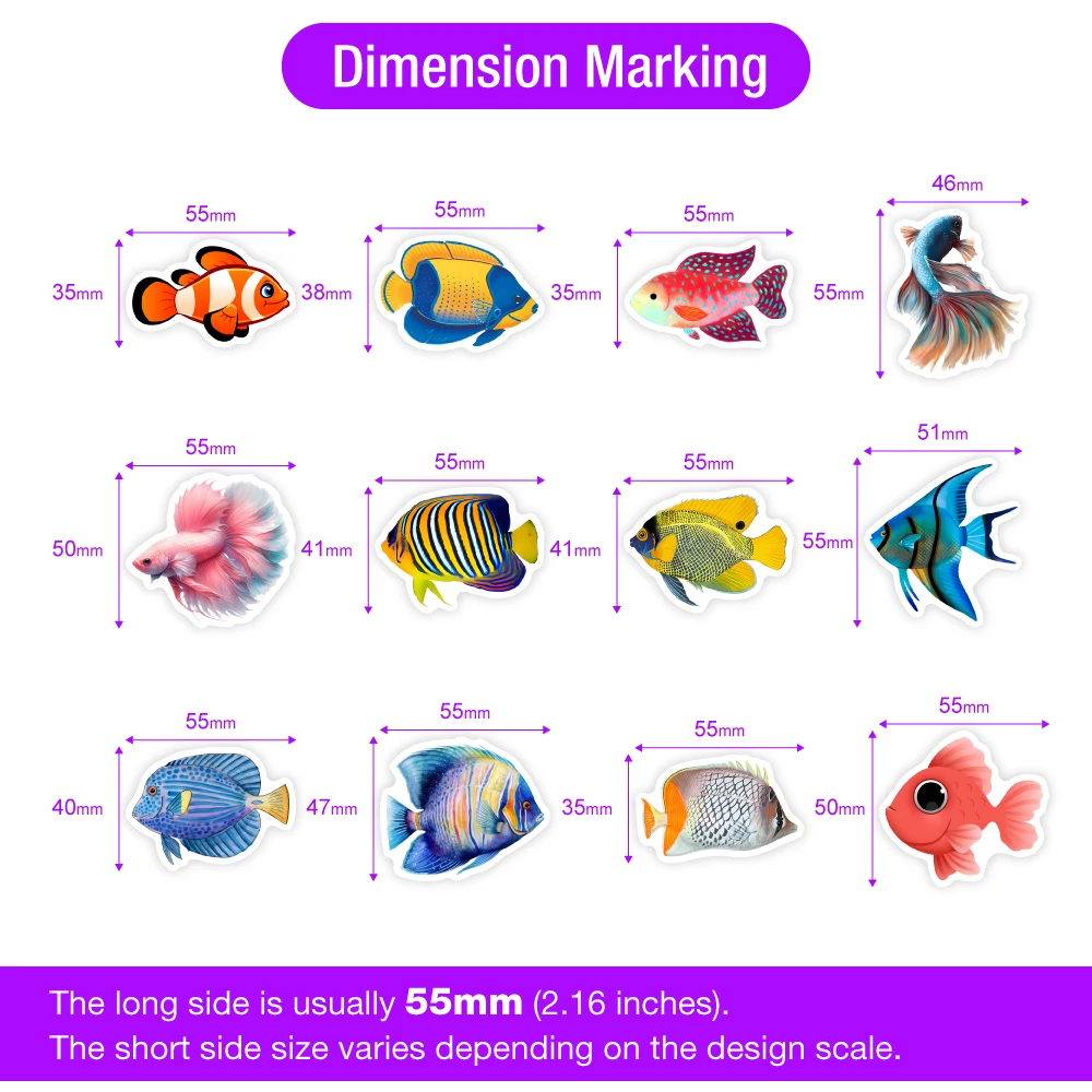 Ästhetischer tropischer Fisch-Aufkleber, Kunst, Clipart-Kollektion, DIY-Geschenk, Spielzeug, Aufkleber für Laptop, Telefon, dekorative Gepäckflasche, wasserfest