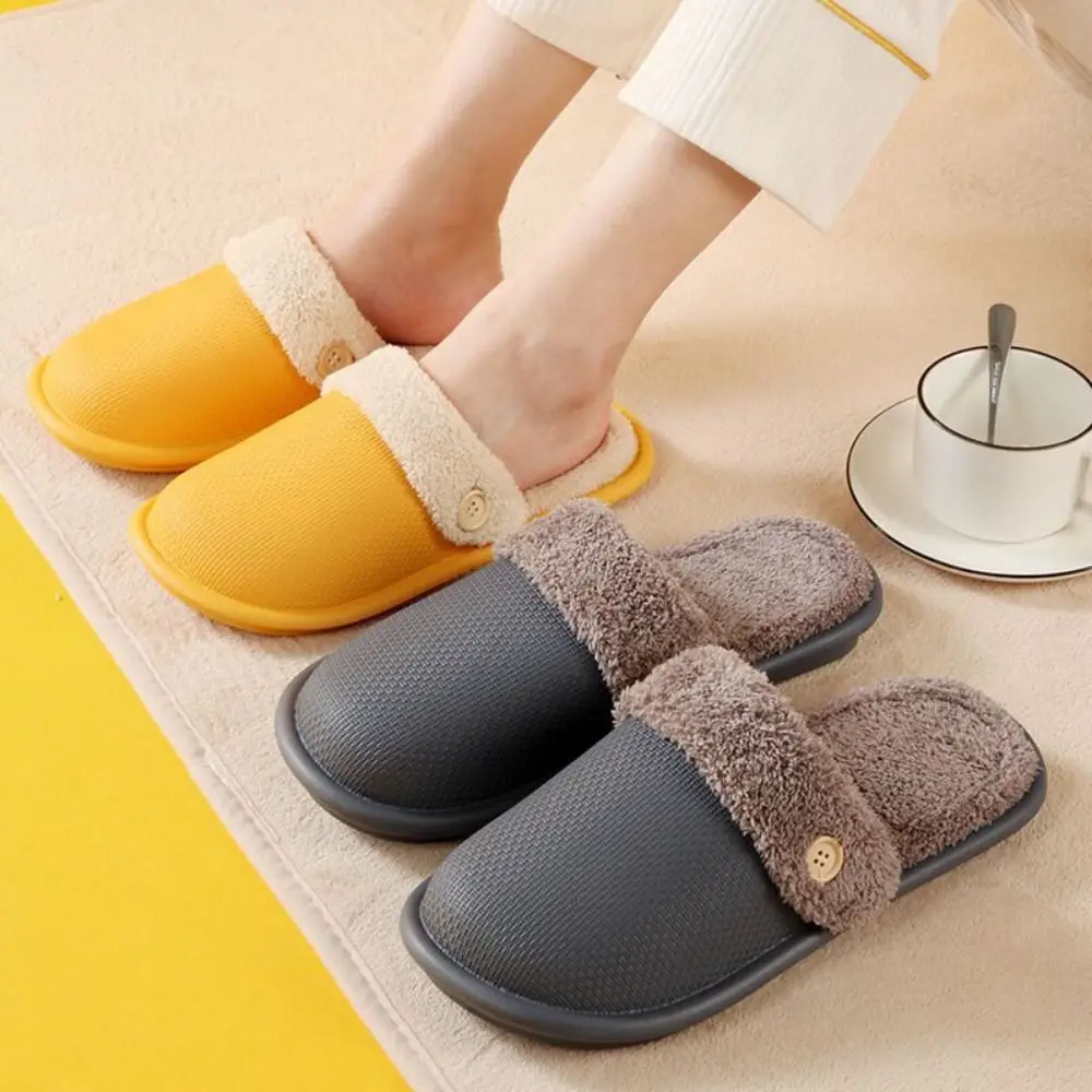 

Detachable Winter Slippers Waterproof Anti Slip Warm Slippers Women Floor Shoes Homewear EVA Fur Slippers Autumn Winter