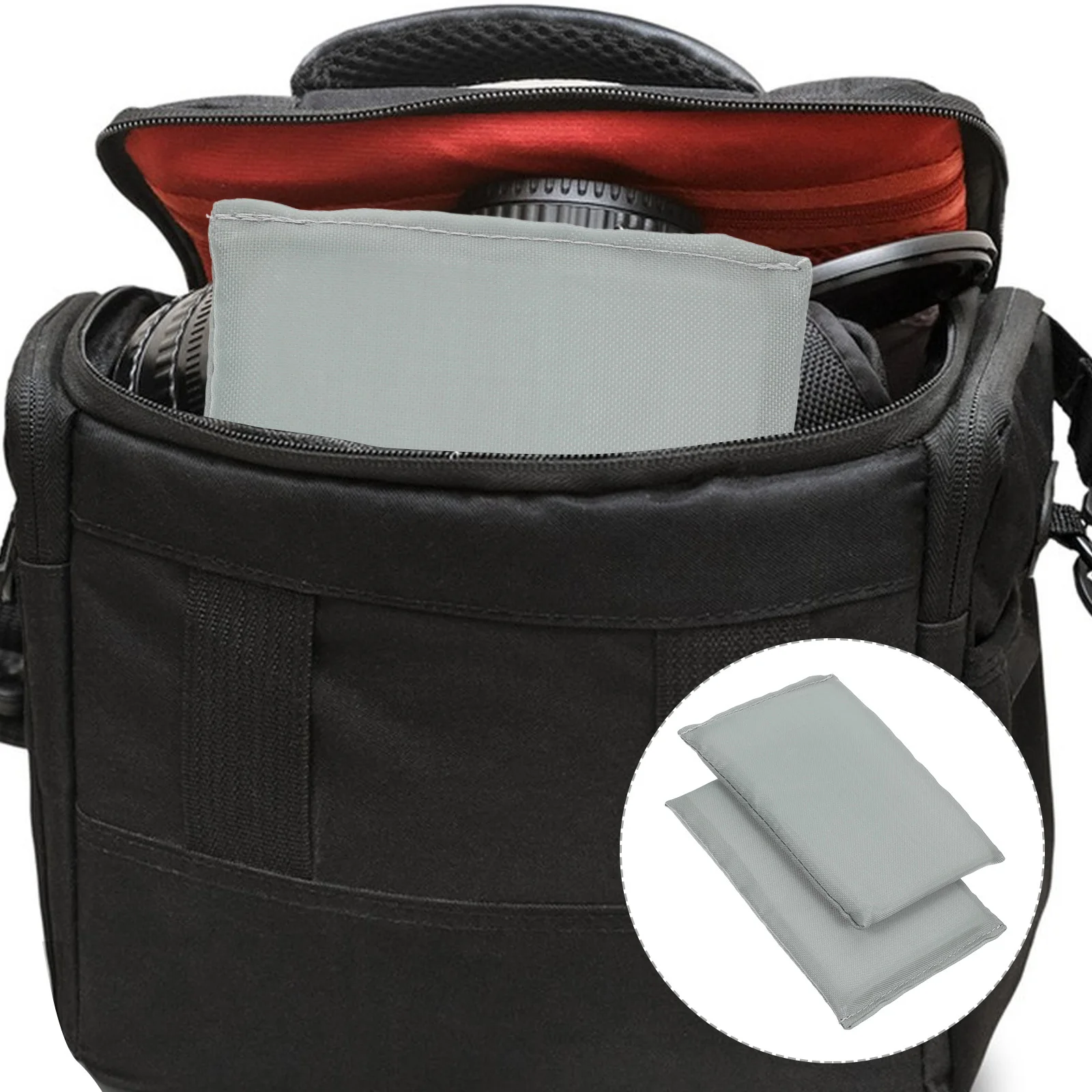 

2pcs Camera Bag Insert Grey High-Capacity Padded Divider Adjustable Shockproof Organizer For Storage Transport Compatible With