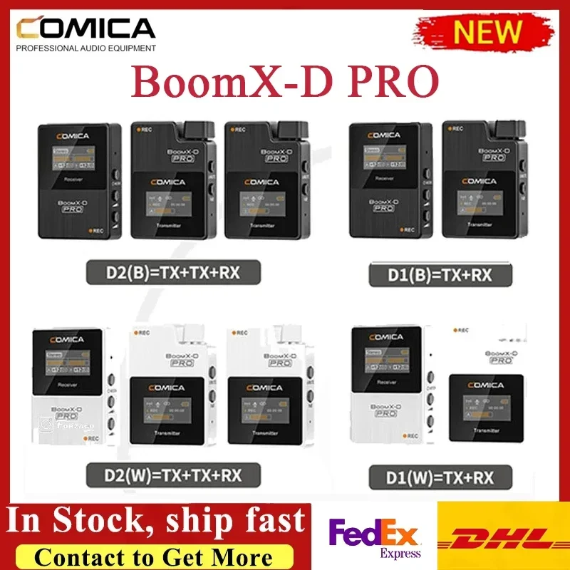 Comica BoomX-D PRO D2 BoomX-U QUA Lavalier Wireless Microphone 2.4G Digital DSLR Transmitter Receiver Mic Kit pk MoveLink M2