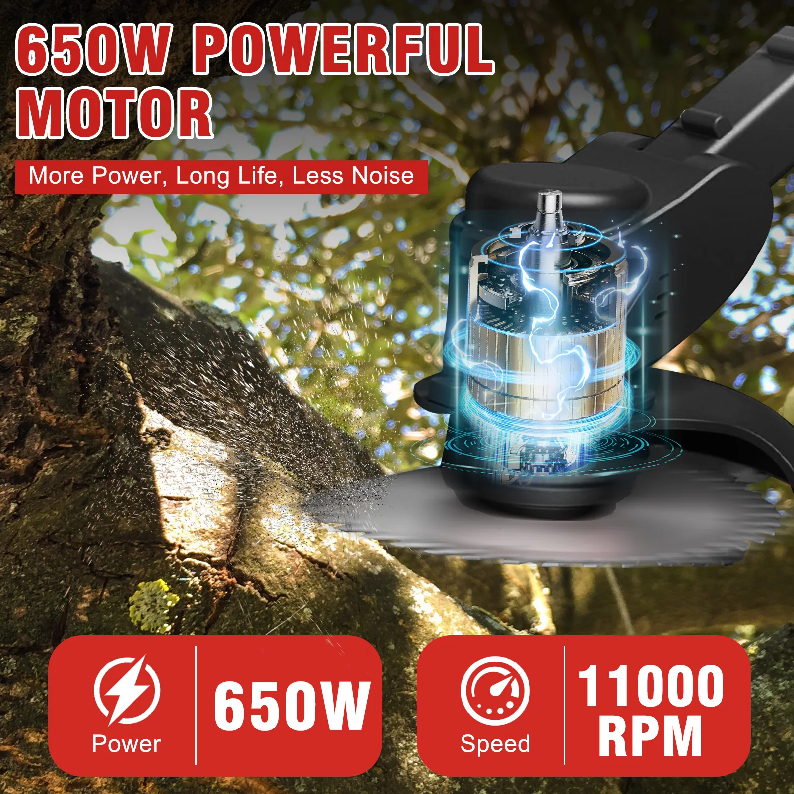Electric Lawn Trimmer Weed Wacker Cordless Lawn Mower 21V 3 Cutting Blade 2x5c 1.5Ah Li-Ion Battery for Lawn Care Garden Yard