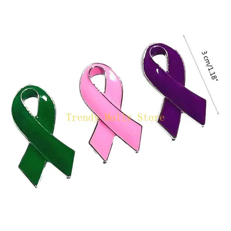 N5KB Hope Ribbon Brooch Pins Pink Ribbon Pins Breast Cancers Awareness Lapel Pins