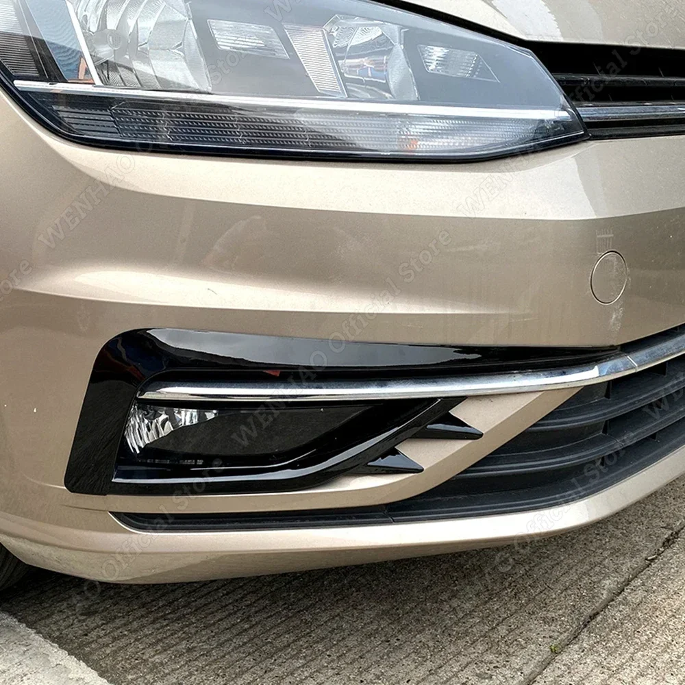 

For VW For Golf MK7.5 2017-2019 Glossy Black A Pair Car Front Fog Lamp Eyebrow Wind Knife Eyelid Cover Frame