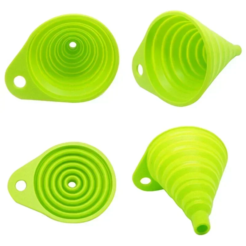 Collapsible Style Funnel Hopper Practical Stretchable Kitchen Tools Pink Green Blue New Arrival Mini Silicone Gel Foldable