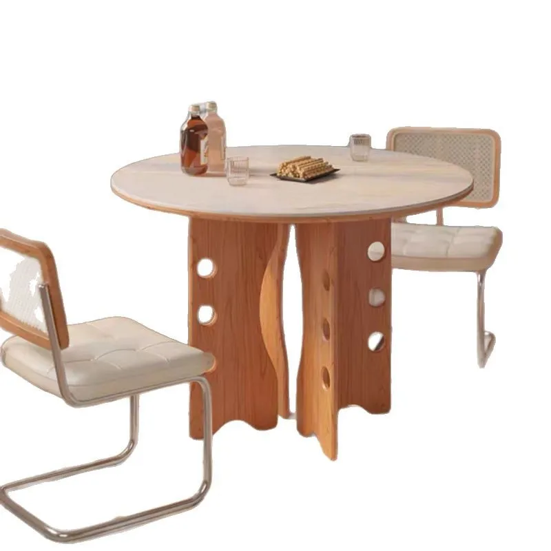 

Log small apartment light luxury cave round table modern simple negotiation table