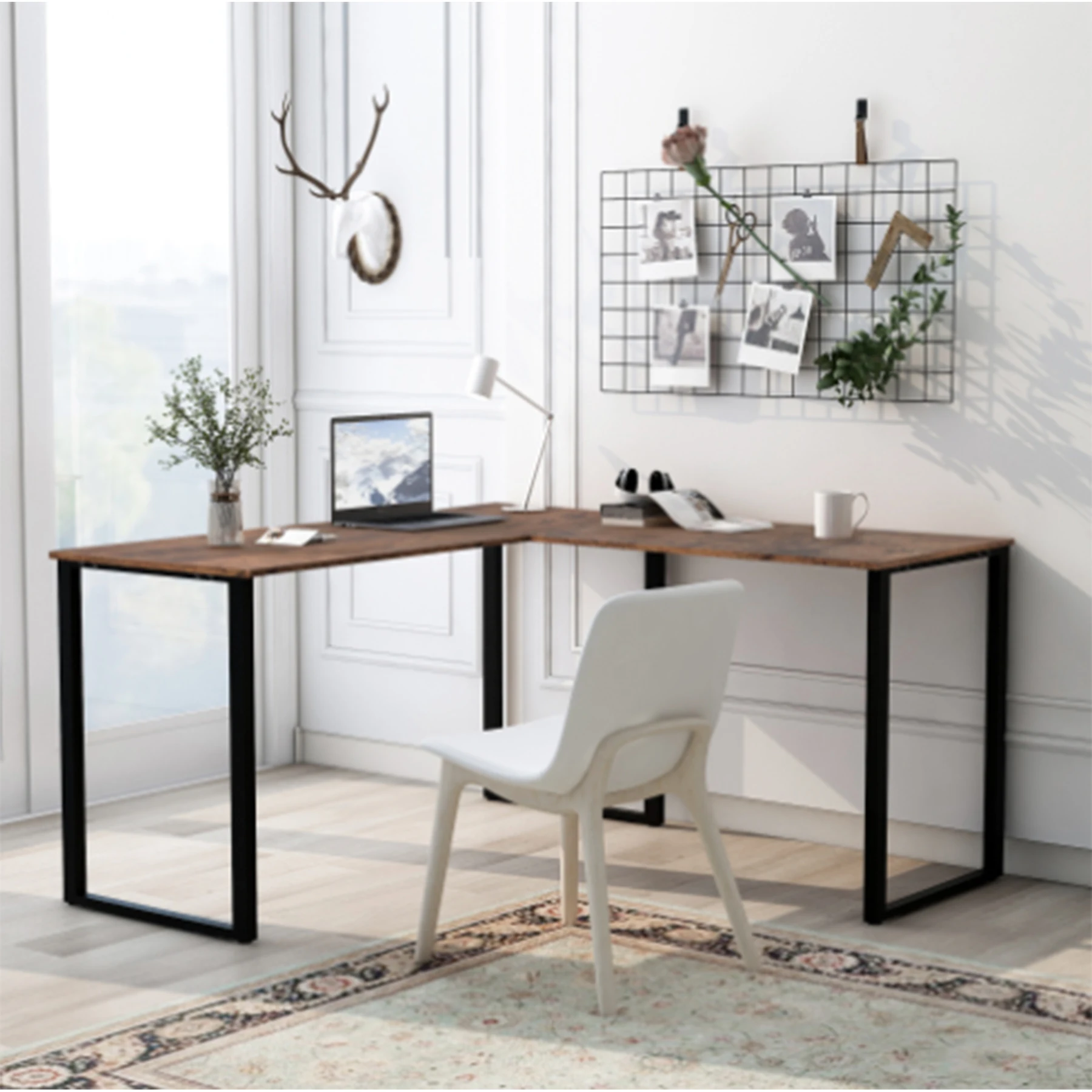 Three Colors L-Shaped Desktop Computer Desk Computer Table PC Desk Rotating Corner Desk & Modern Office Study Workstation