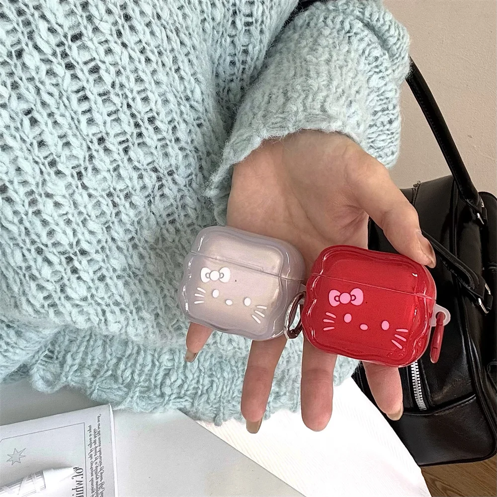 

Korea INS simple wavy Hellokitty earphone case protective cover for Airpods 4 3 2 Pro 3 Pro 2 headphone charging box Fundas