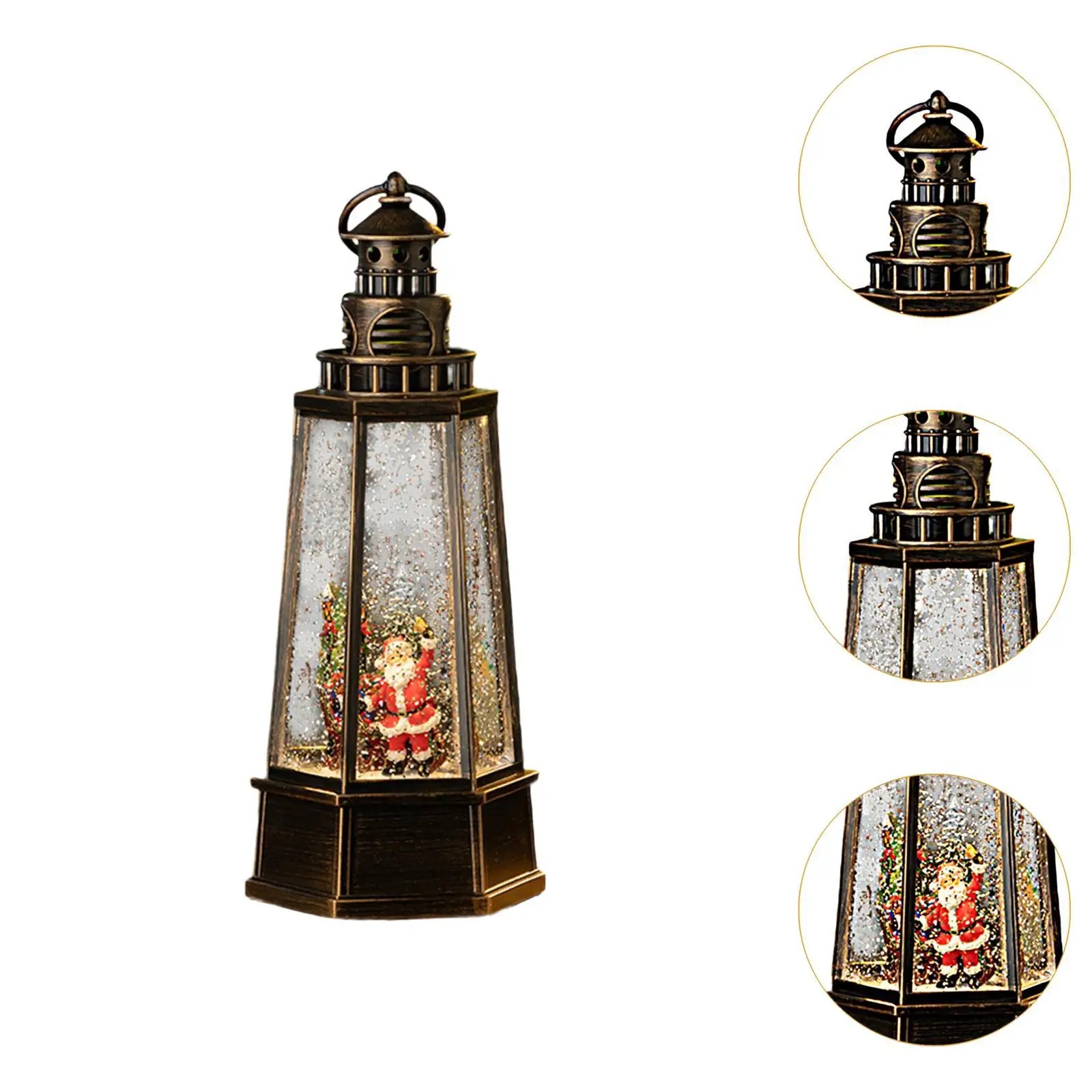 Christmas Decoration Lighted Music Box Lantern Desktop Figurine Table Centerpiece Snow Globe Night Lamp for Home