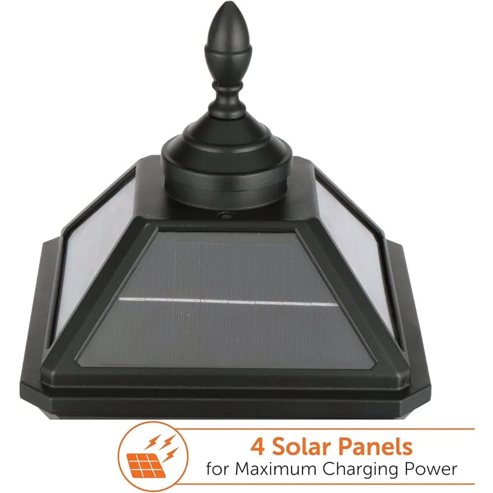 Lâmpada V2 para poste de lâmpada solar externa, alumínio preto, lâmpada única com ajustador de 3 polegadas para postes de lâmpada