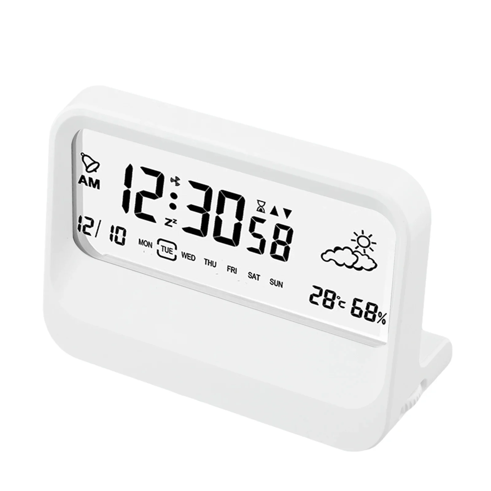 Multifunction Digital Alarm Clock with Visual Timer Temperature Display Date and 3 Custom Alarm Settings for Daily Scheduling
