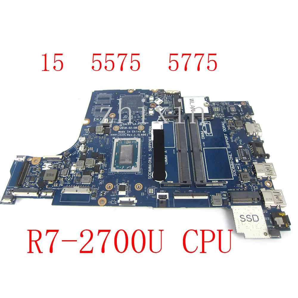 

yourui For DELL INSPIRON 15 5575 5775 Laptop Motherboard R7-2700U CPU CN-0R9NMC 0R9NMC R9NMC Mainboard LA-F121P 100% test