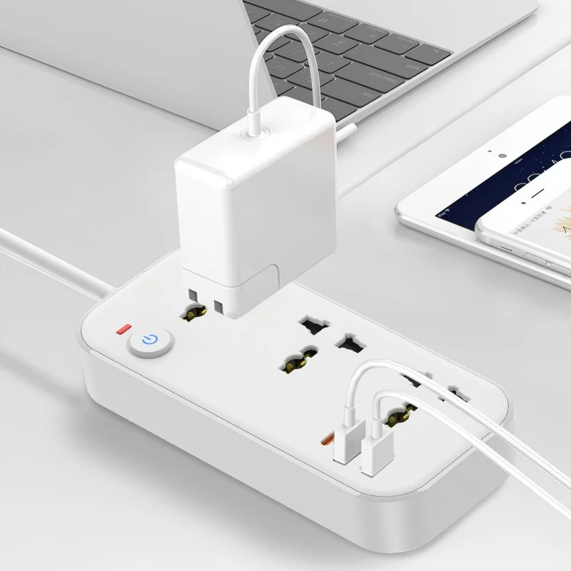 

Многофункциональный удлинитель Pd20W, стандартная многофункциональная розетка Великобритании/Европей с двумя портами быстрой зарядки USB и одним портом Type-C, подходит для дома, офиса и т. д., удлинитель с USB-портом