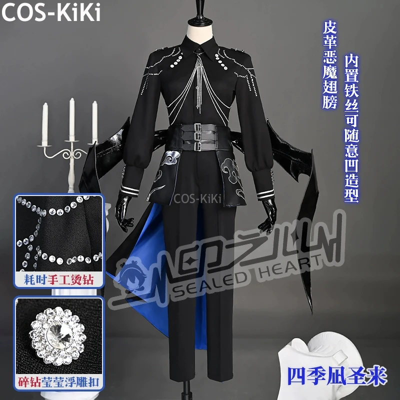 

COS-KiKi Vtuber Nijisanji VOLTACTION Shikinagi Akira Devil Game Suit Uniform Cosplay Costume Halloween Carnival Party Outfit Men