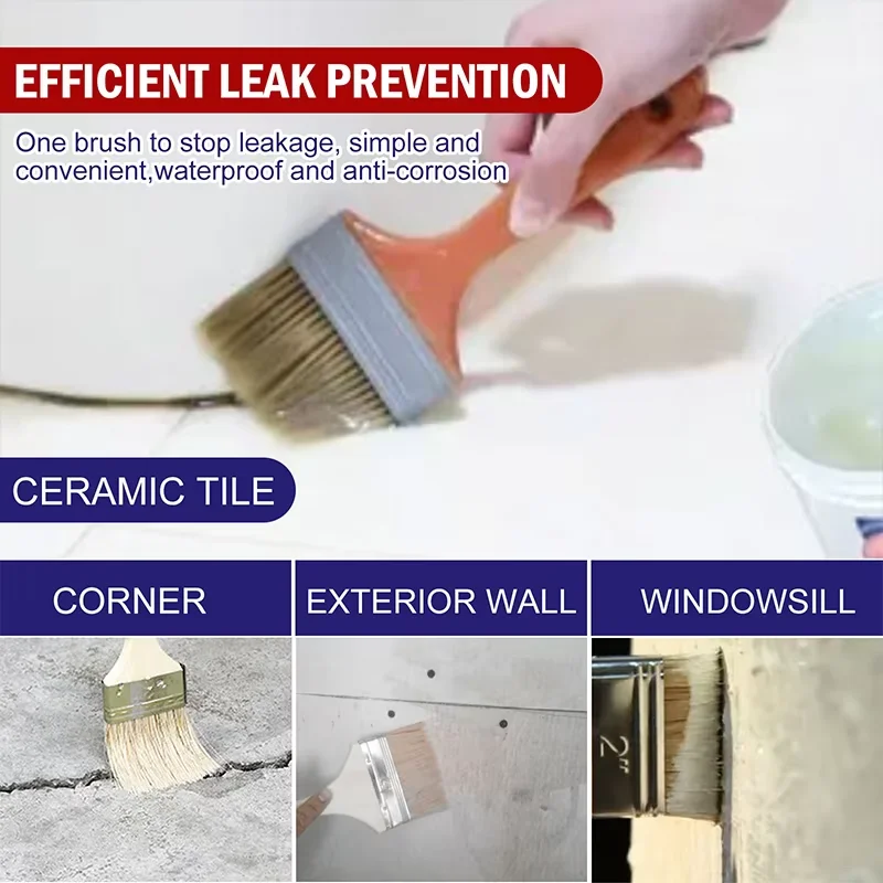 Clear Waterproof Sealant - Transparent Leak Repair Coating for Roof, Toilet & Crack Seepage, Strong Home Repair Tool
