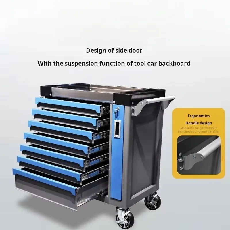 Industrial Tool Trolley Stainless Steel Tabletop Large Capacity Handle Design For Garage Workshop Tools Storage Cabinet