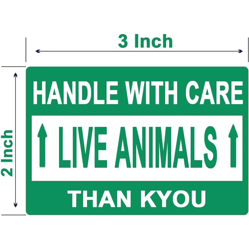 250 Pcs Live Animal Shipping Labels Please Handle with Care Stickers 2 * 3 Inch Fluorescent Fragile Pet Transport Label