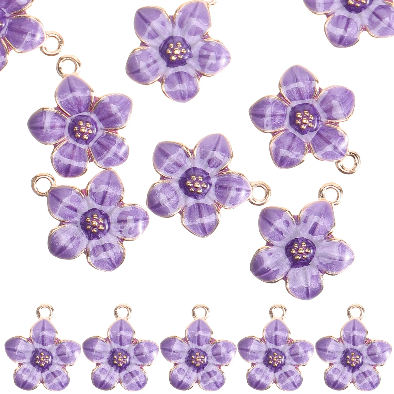 

50Pcs Unique Cherry Blossom Flower Charms Alloy Decorative Pendants for DIY Jewelry Making Necklace Bracelet Craft Projects