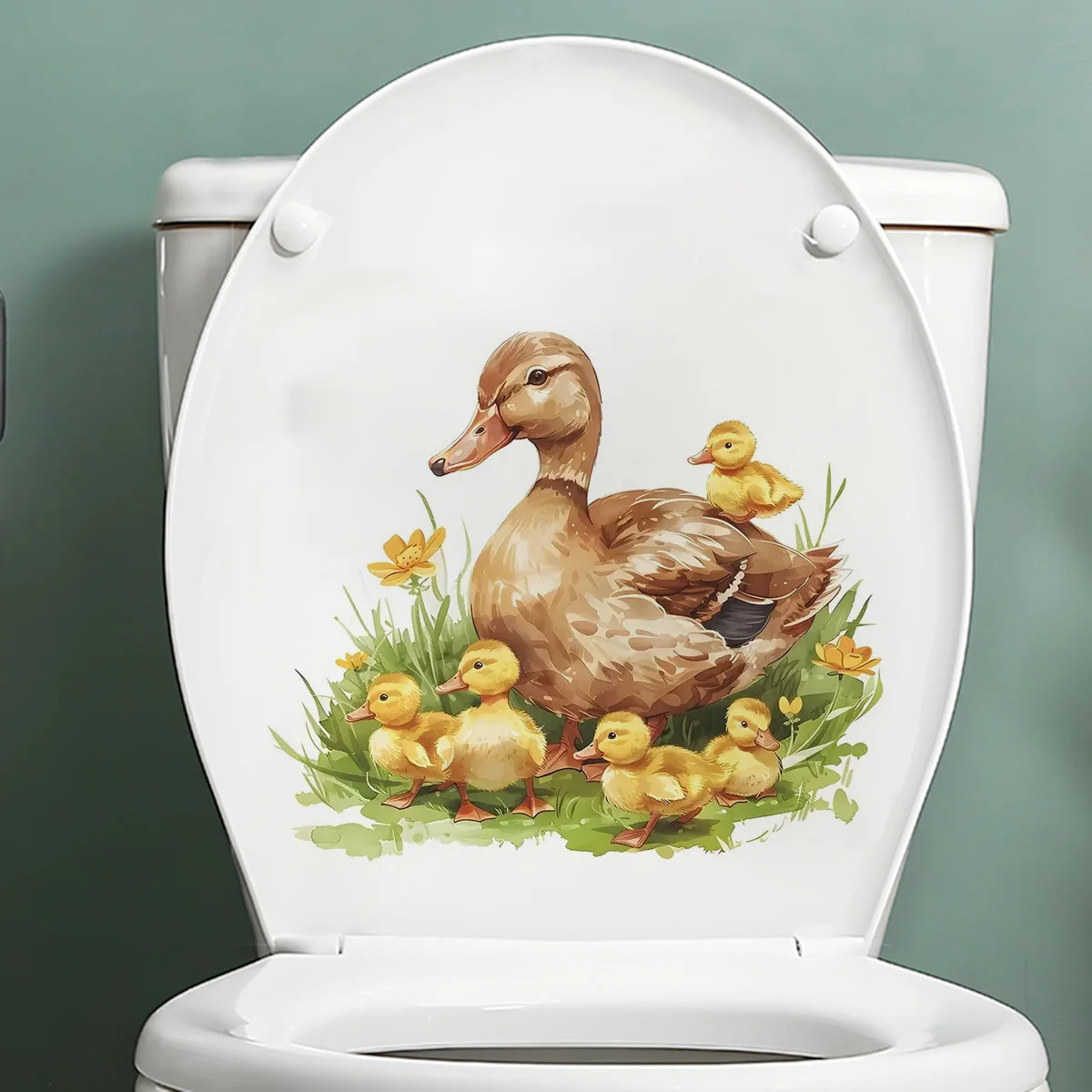 

Cartoon Duck Family Sticker, Waterproof Vinyl Material, Ideal for Toilet, Home , Refrigerator, Car, Window, Wall Decor, Room