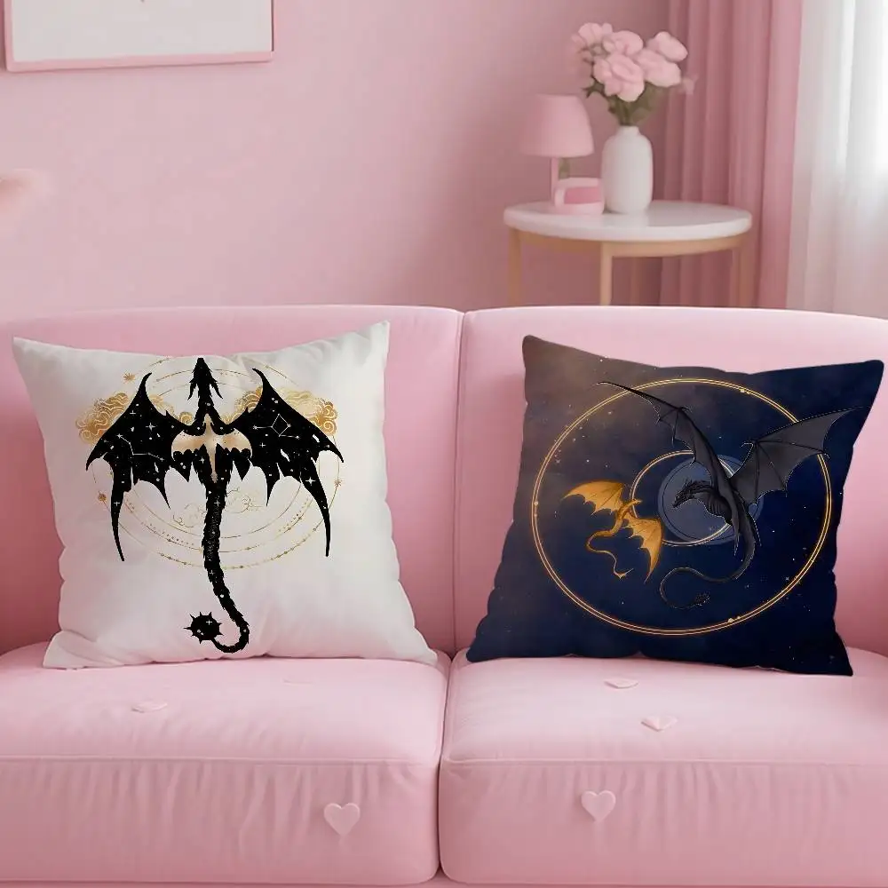 F-Fourth W-Wing Dragon Pillow Case Anti-dustmite Pillowcase Invisible Zipper Silky Short Plush Sofa Cushion Cover